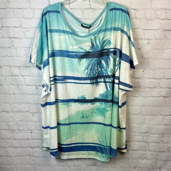 BloomChic Palm Print Dolman Sleeve Top Size 28 (5X) - Picture 2 of 5